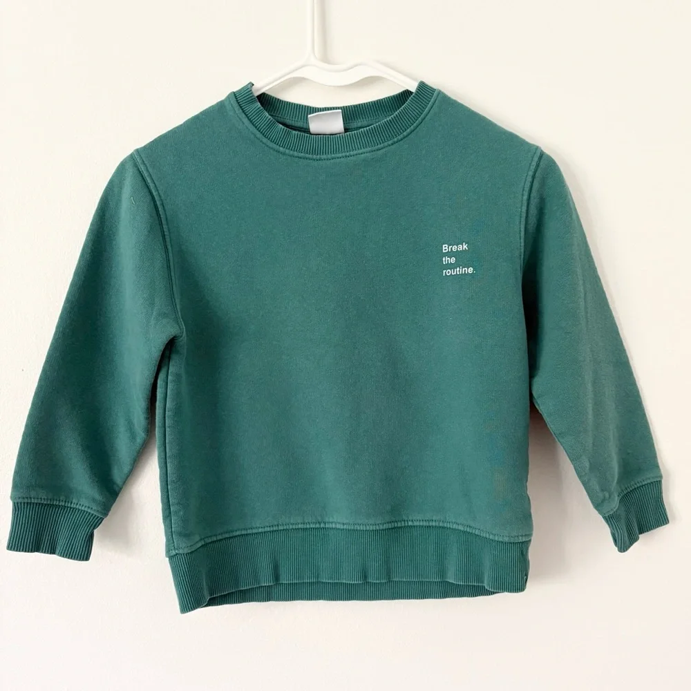 Zara Girls Teal Break The Routine Crewneck Pullover Sweatshirt Size 7